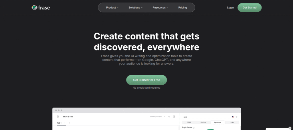 Frase AI TOOl Interface