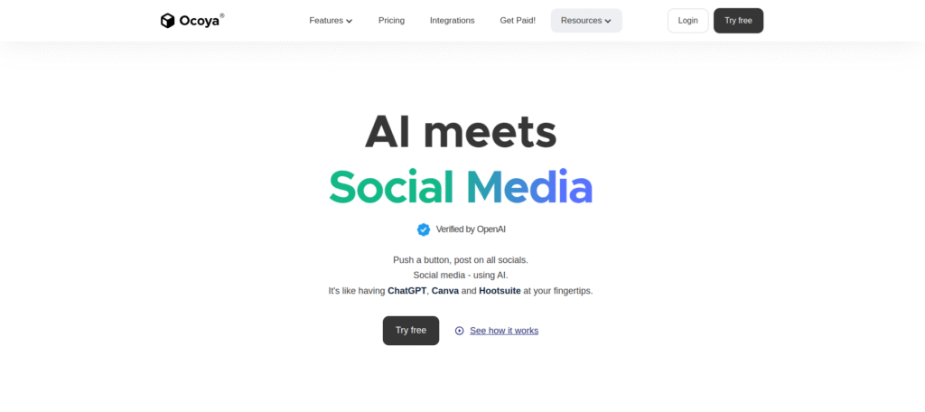 Ocoya AI Tool Interface