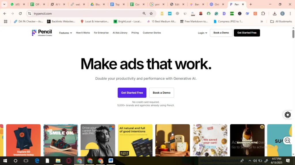 Pencil platform for creating AI-powered ads, improving creativity and performance for brands.