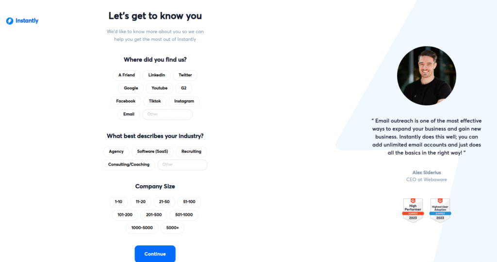 Instantlyai live account interface