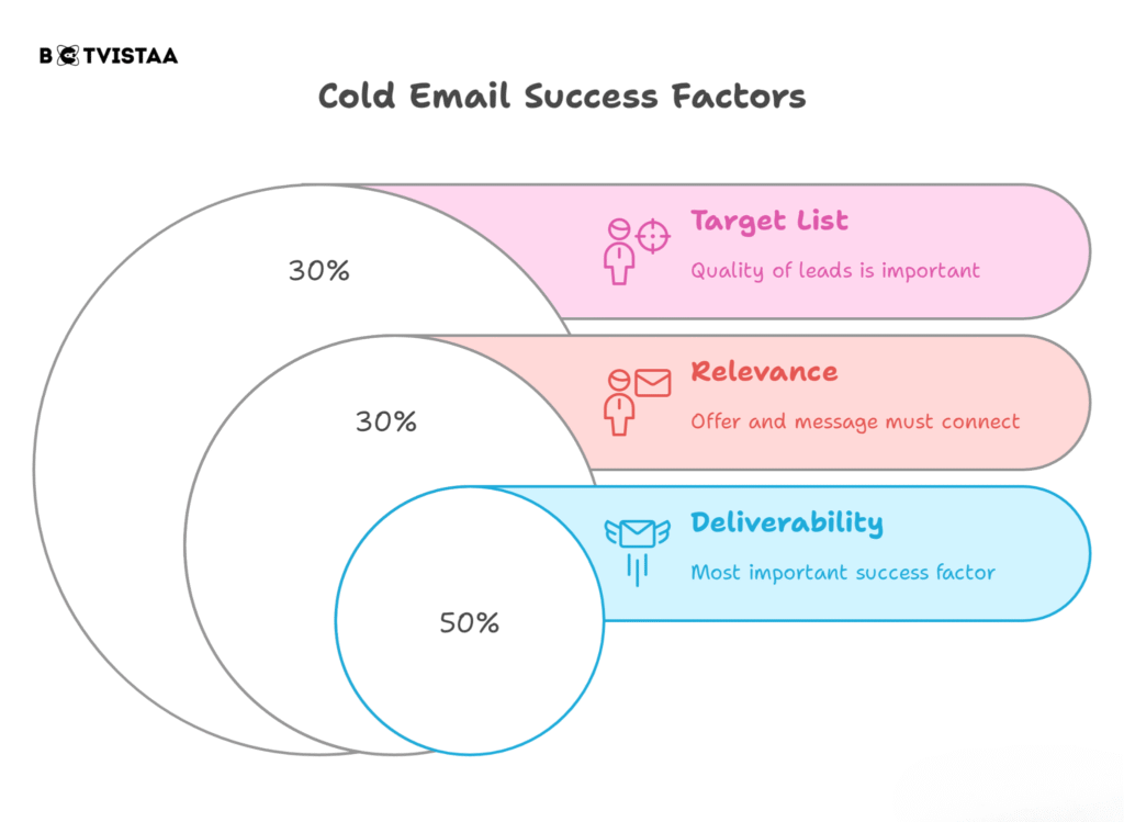 Pictorial elaboration of 30-30-50 rule in cold email