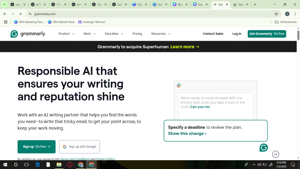 Grammarly AI tool for writing assistance