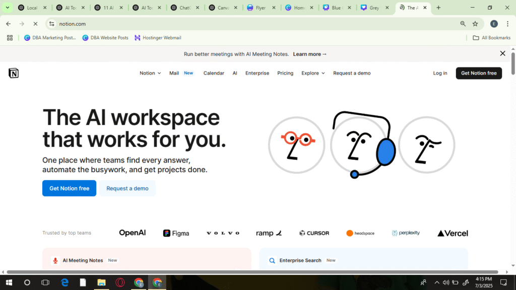 Notion AI workspace for team collaboration - included in the 11 free AI tools for startups.