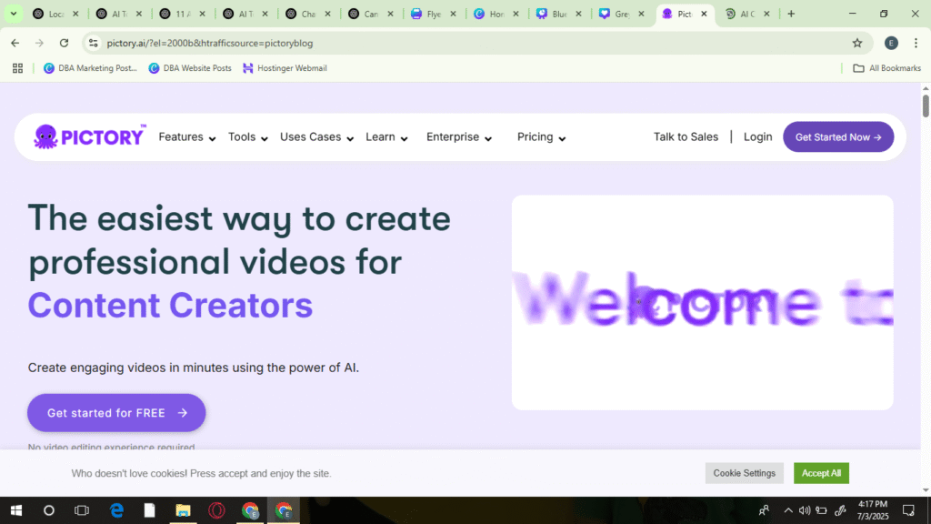 Pictory AI tool for video creation - part of the 11 free AI tools for startups.