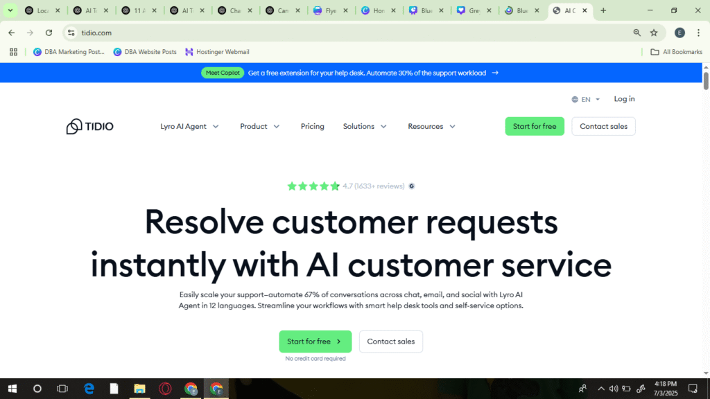 Tidio AI for customer service automation