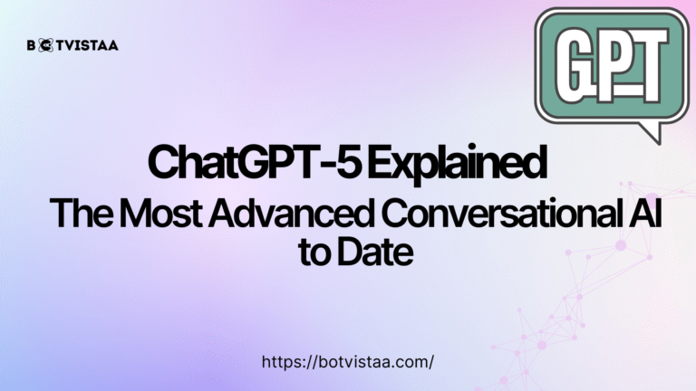 ChatGPT-5 Explained banner with Botvistaa and GPT-5 logos, highlighting latest updates and AI features